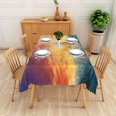 Aperturee - Aperturee Colorful Sunset Ocean Wave Rectangle Tablecloth for Coastal Beach House and Summer Dining Decor